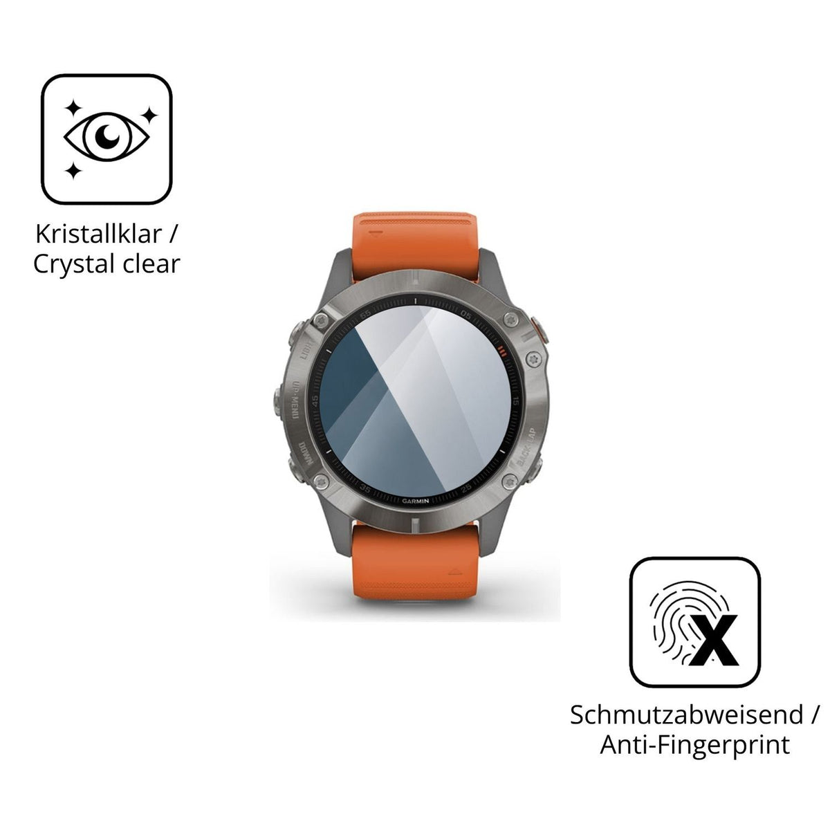 Flexible TPU-Folie passend zugeschnitten für Garmin Fenix 6, vollständige Abdeckung