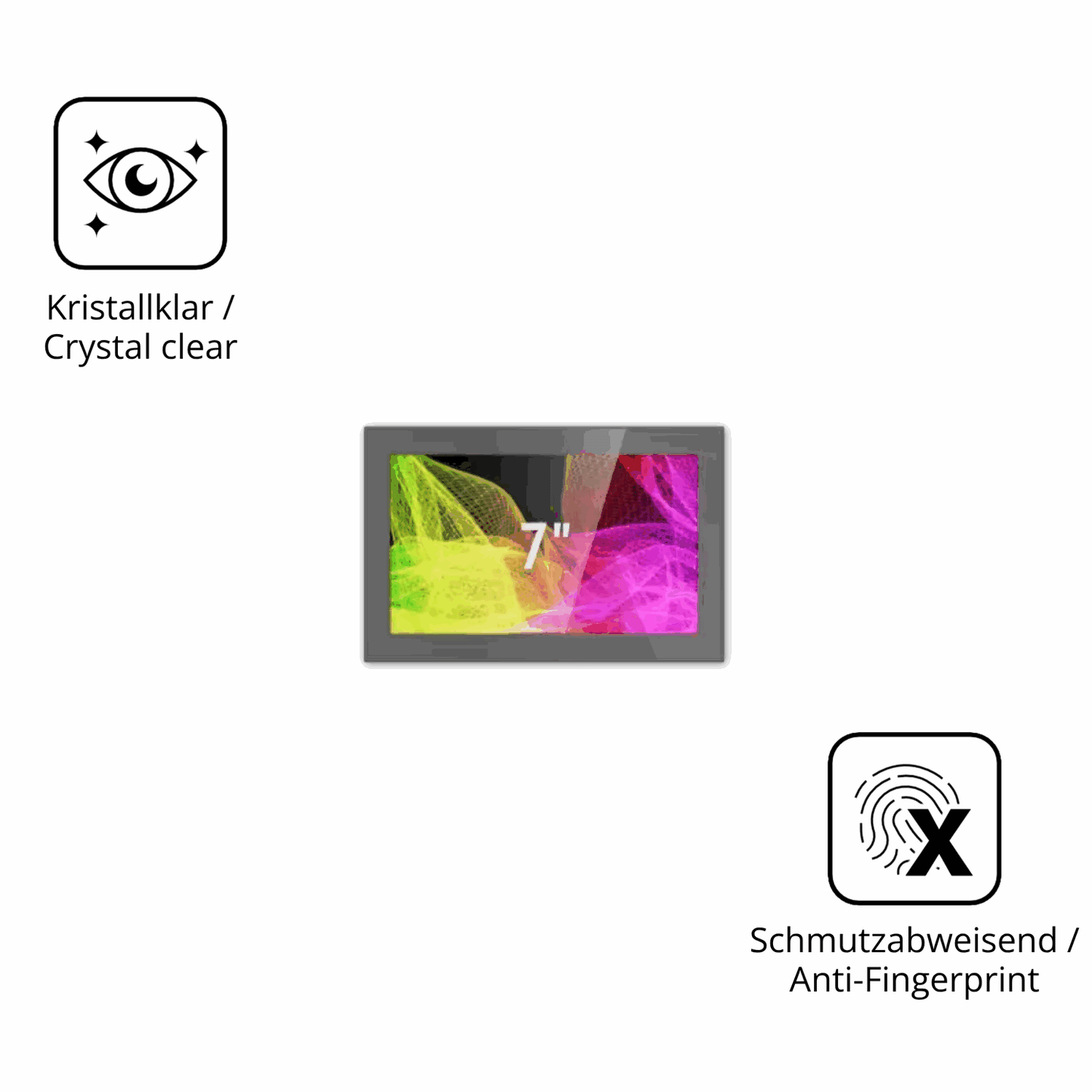 Flexible TPU-Folie passend zugeschnitten für HMI Ultratronik Glass Touch Front 7 Zoll, vollständige Abdeckung