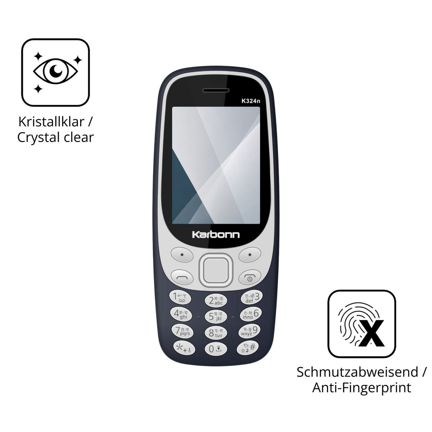 Flexible TPU-Folie passend zugeschnitten für Karbonn K324n, vollständige Abdeckung