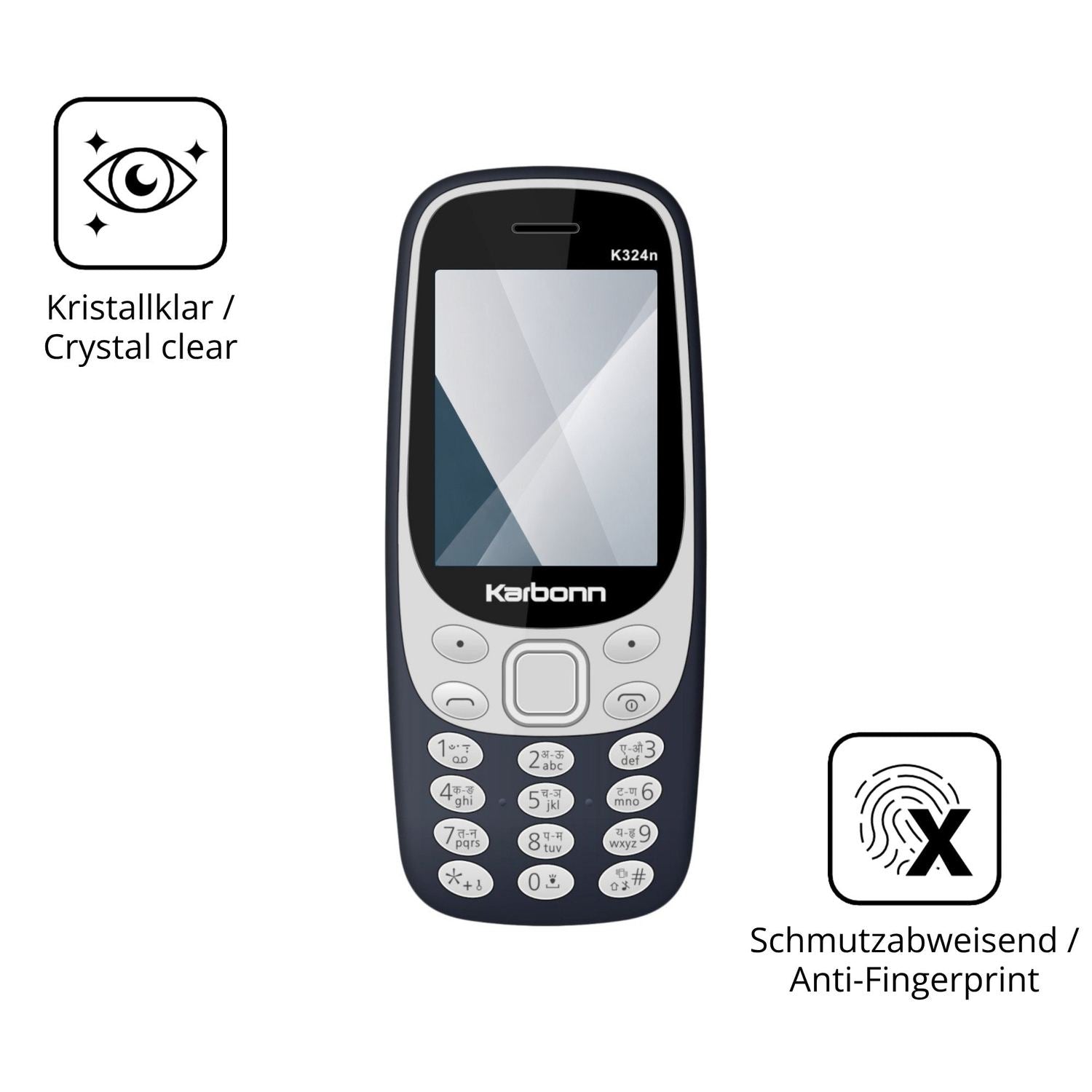 Flexible TPU-Folie passend zugeschnitten für Karbonn K324n, vollständige Abdeckung