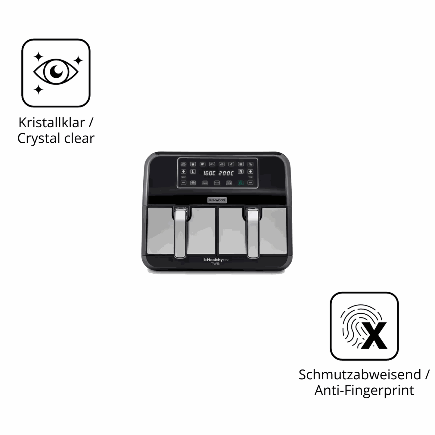 Flexible TPU-Folie passend zugeschnitten für Kenwood kHealthy Fry Twin, vollständige Abdeckung