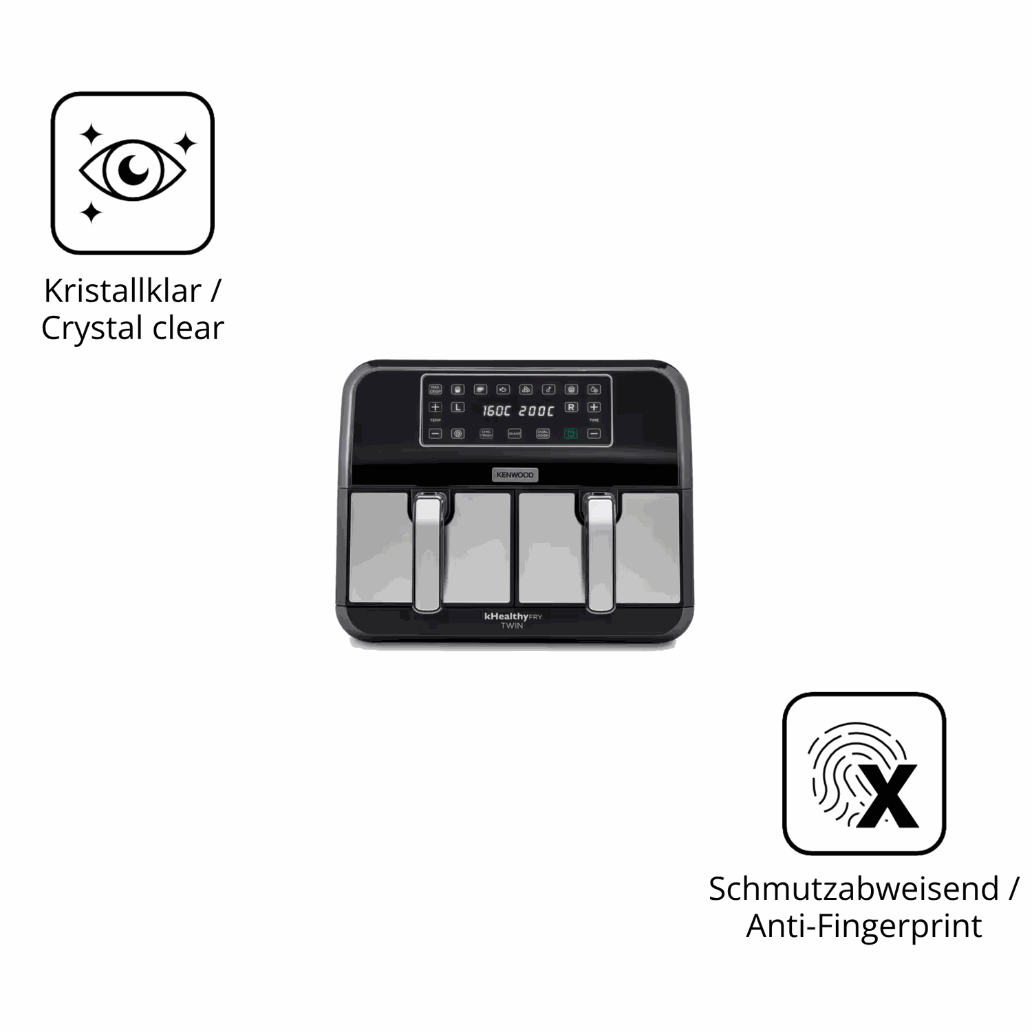 Flexible TPU-Folie passend zugeschnitten für Kenwood kHealthy Fry Twin, vollständige Abdeckung
