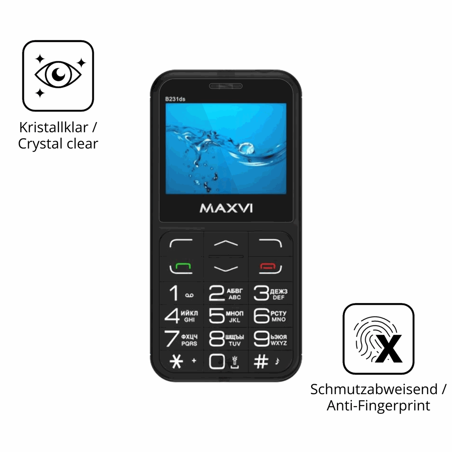 Flexible TPU-Folie passend zugeschnitten für Maxvi B231ds, vollständige Abdeckung