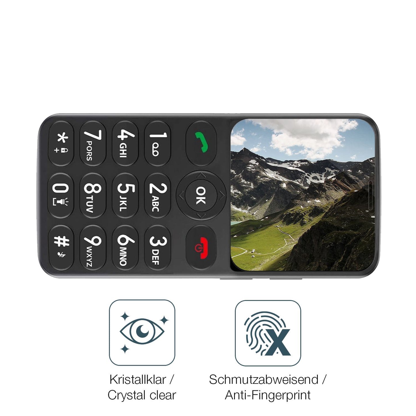 Flexible TPU-Folie passend zugeschnitten für Melefon Seniorenhandy, vollständige Abdeckung