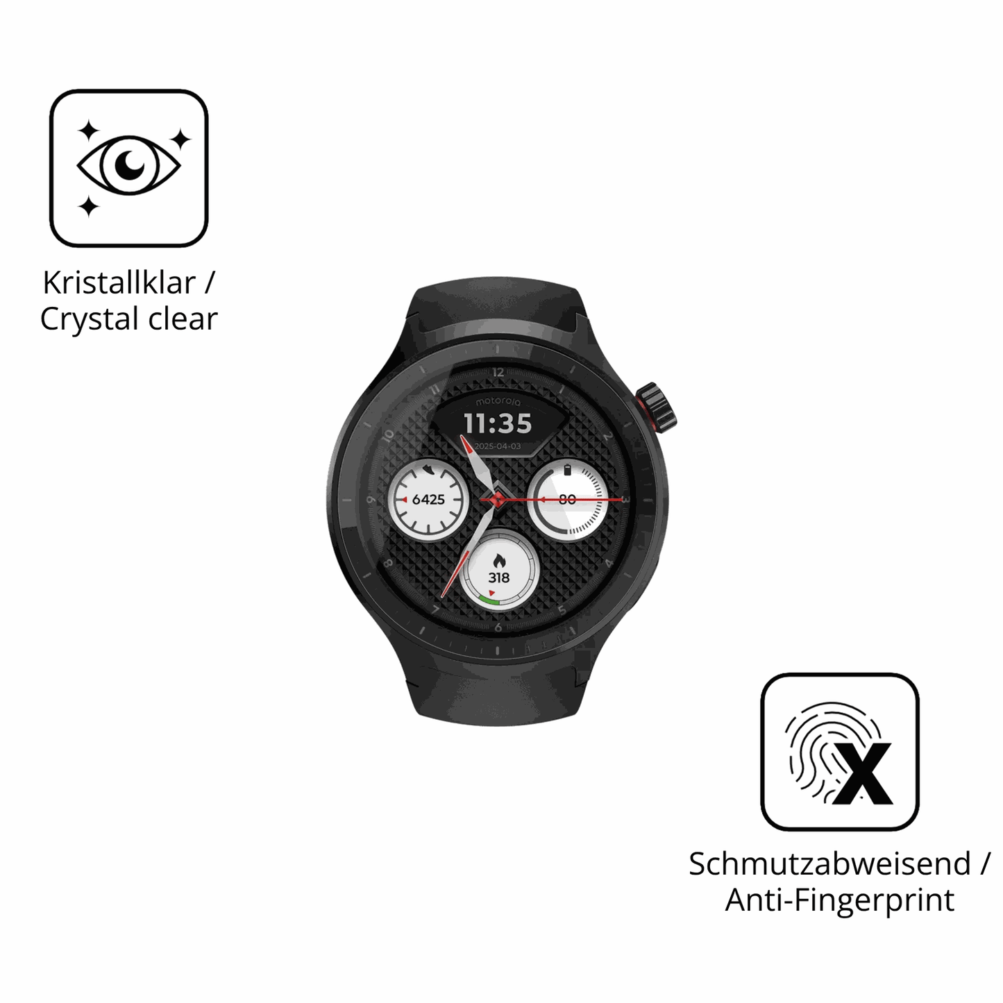Flexible TPU-Folie passend zugeschnitten für Motorola Moto Watch 2026 1.43 Zoll, vollständige Abdeckung