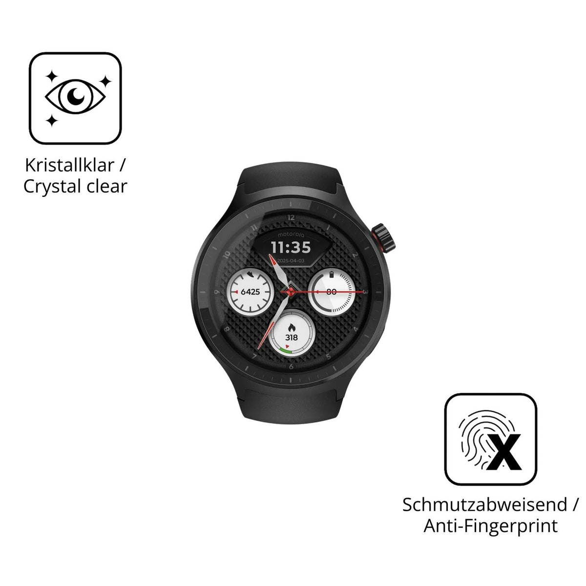Flexible TPU-Folie passend zugeschnitten für Motorola Moto Watch 2026, vollständige Abdeckung