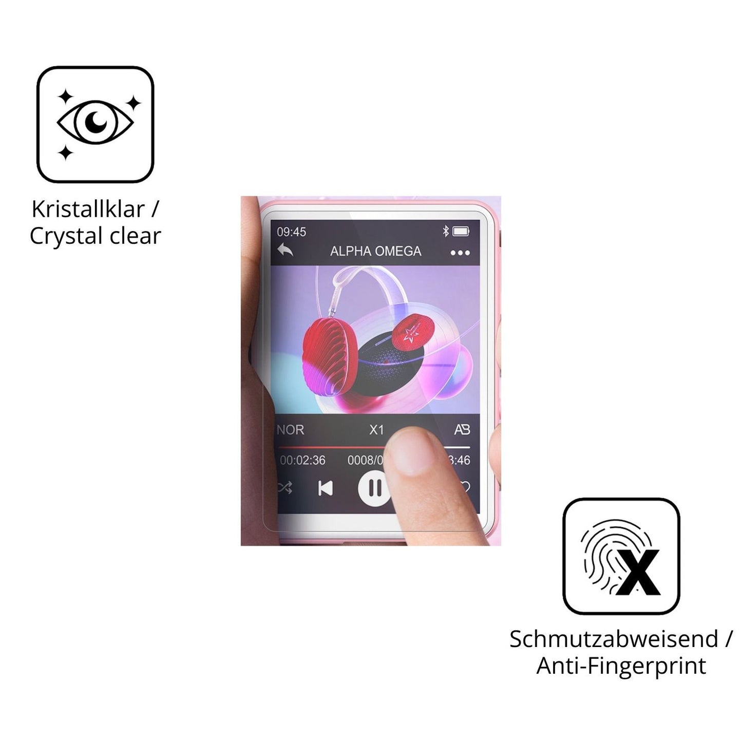 Flexible TPU-Folie passend zugeschnitten für Oilsky M1 MP3-Player, vollständige Abdeckung