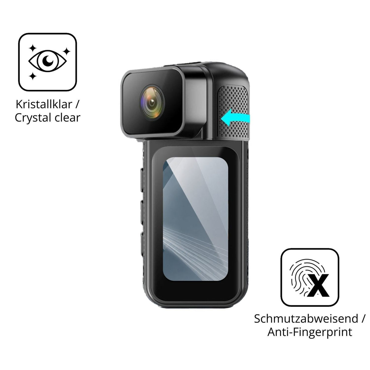 Flexible TPU-Folie passend zugeschnitten für Ouitble Mini Action Cam, vollständige Abdeckung