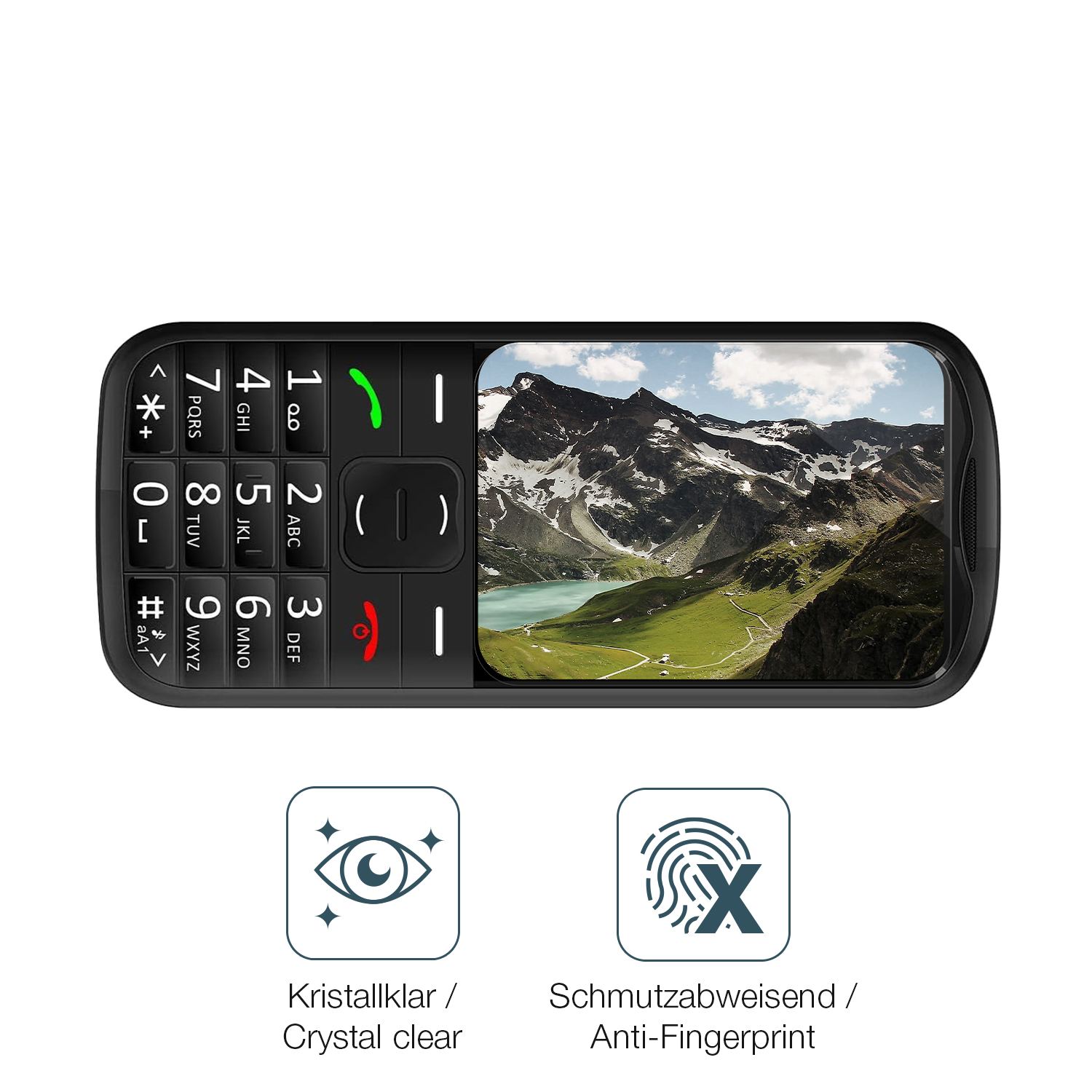 Flexible TPU-Folie passend zugeschnitten für Simvalley Mobile Seniorenhandy, vollständige Abdeckung