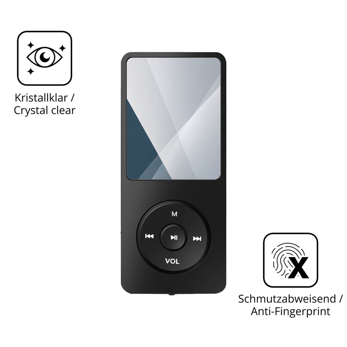 Flexible TPU-Folie passend zugeschnitten für Tarswesi BFQ-LCT01 MP3-Player, vollständige Abdeckung
