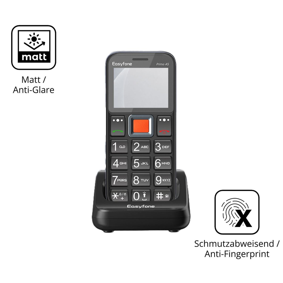 9H Hartbeschichtete, flexible Folie passend zugeschnitten für Easyfone Prime T5