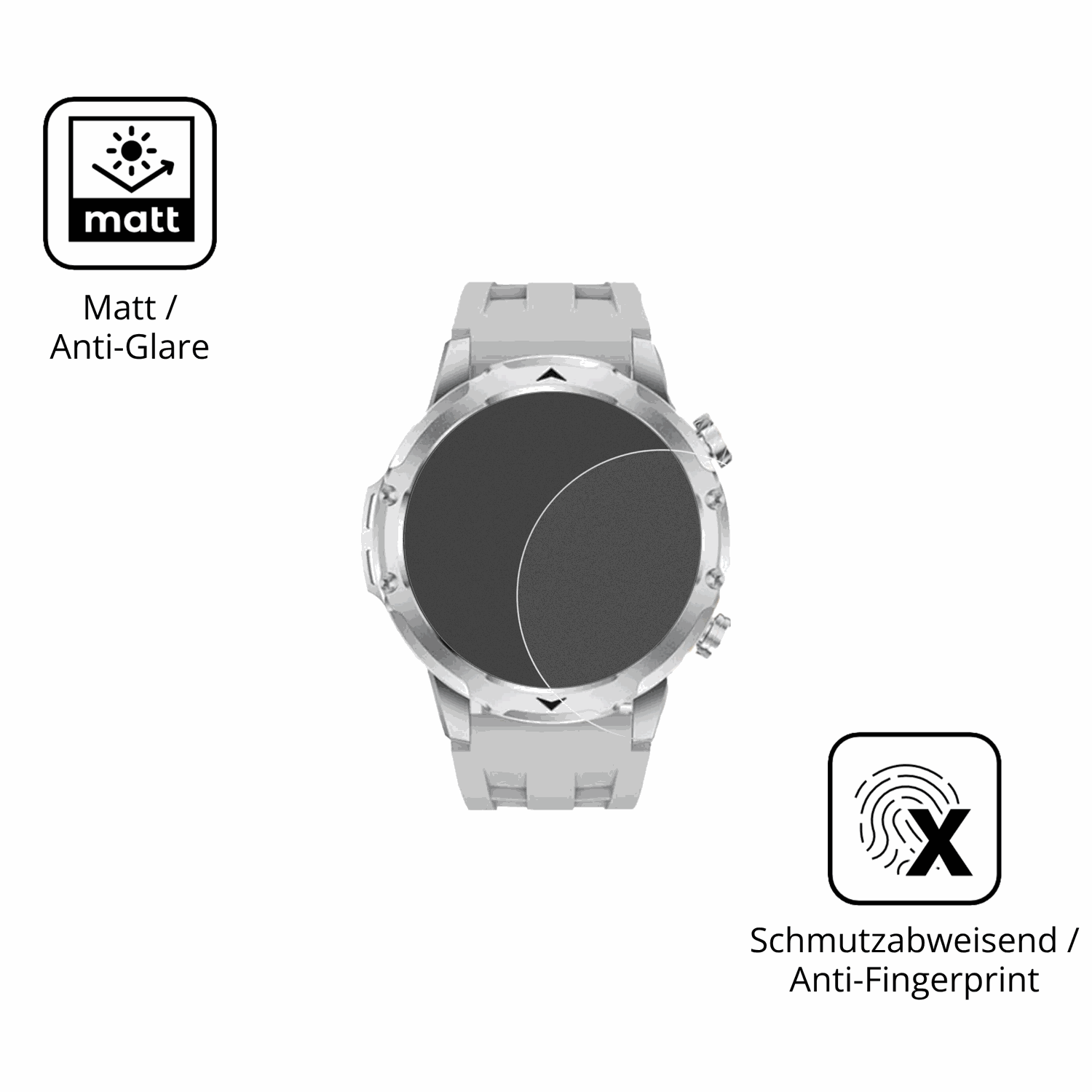 9H Hartbeschichtete, flexible Folie passend zugeschnitten für FitVigor Smartwatch 1.53 Zoll