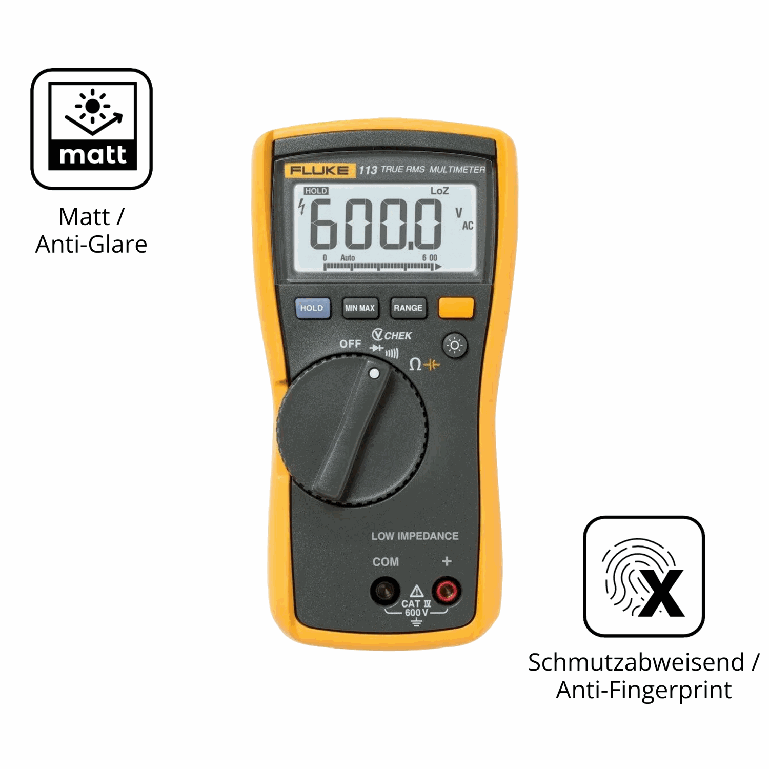 9H Hartbeschichtete, flexible Folie passend zugeschnitten f�r Fluke MultiMeter 113