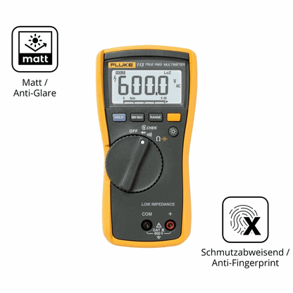 9H Hartbeschichtete, flexible Folie passend zugeschnitten f�r Fluke MultiMeter 113