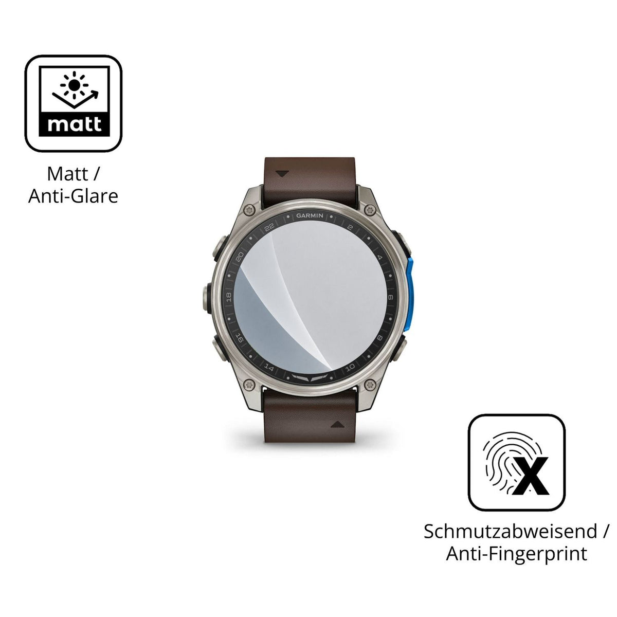 9H Hartbeschichtete, flexible Folie passend zugeschnitten für Garmin D2 Mach 2 47mm