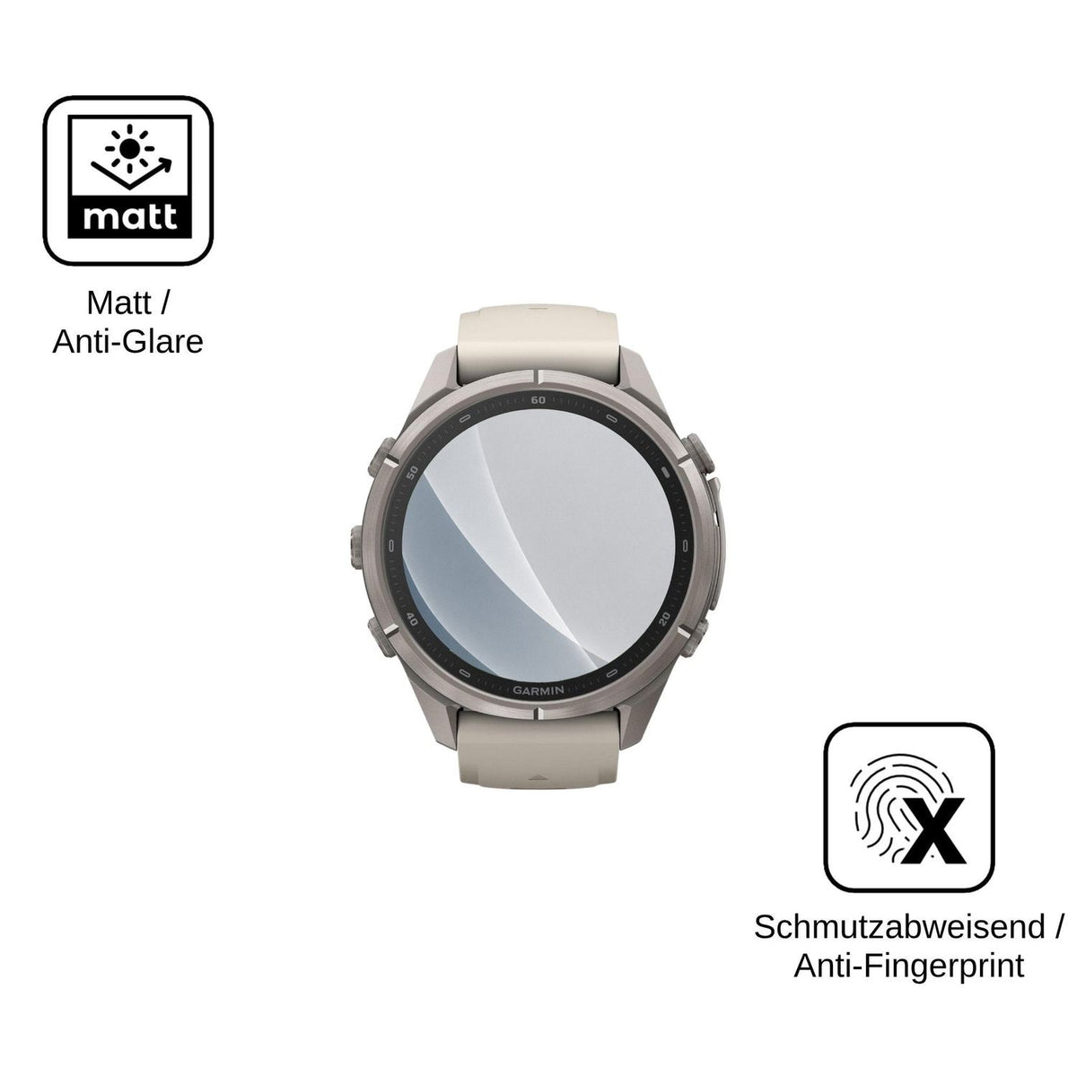 2x 9H Schutzfolie matt für Garmin Fenix 9 Pro Panzerfolie