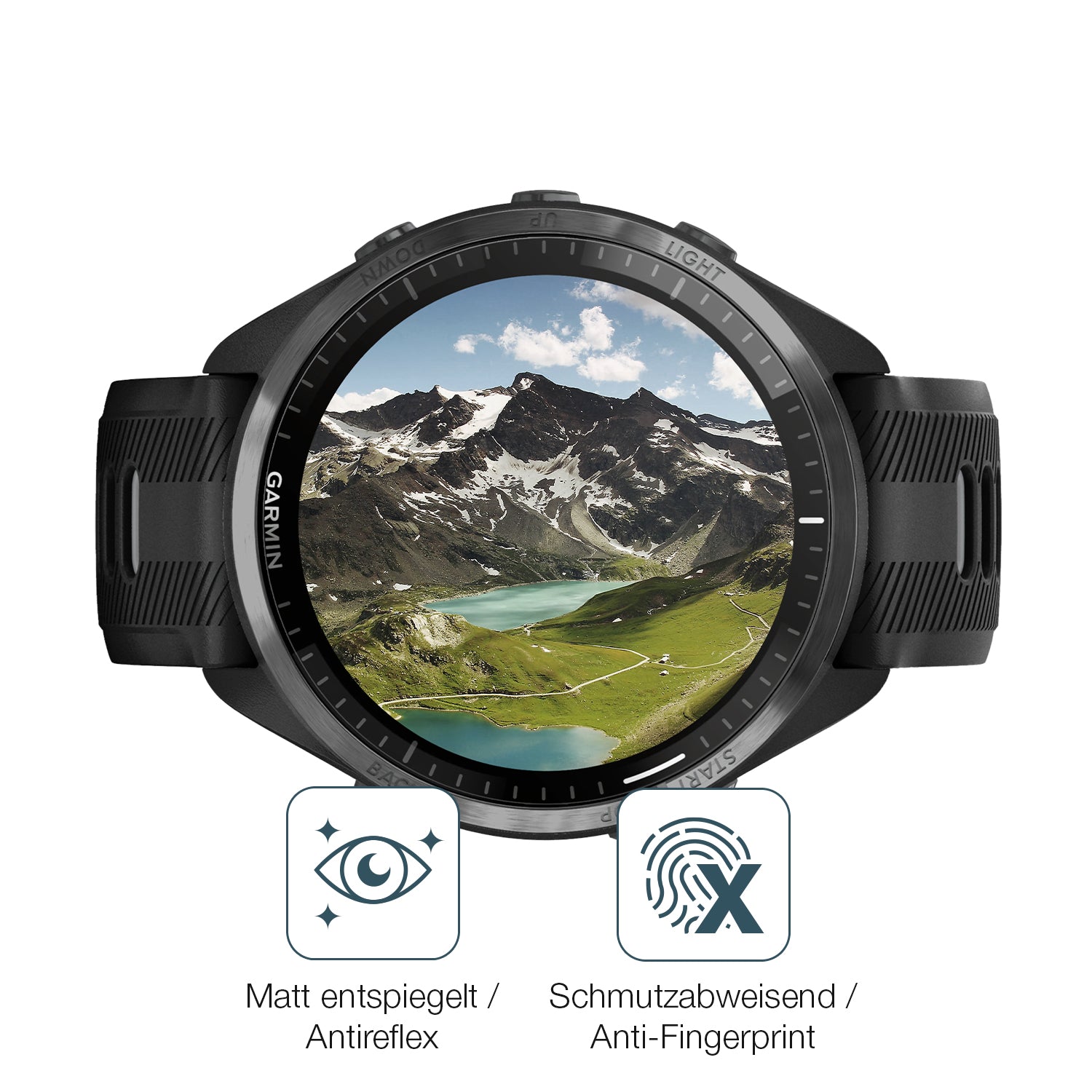 9H Hartbeschichtete, flexible Folie passend zugeschnitten für Garmin Forerunner 965