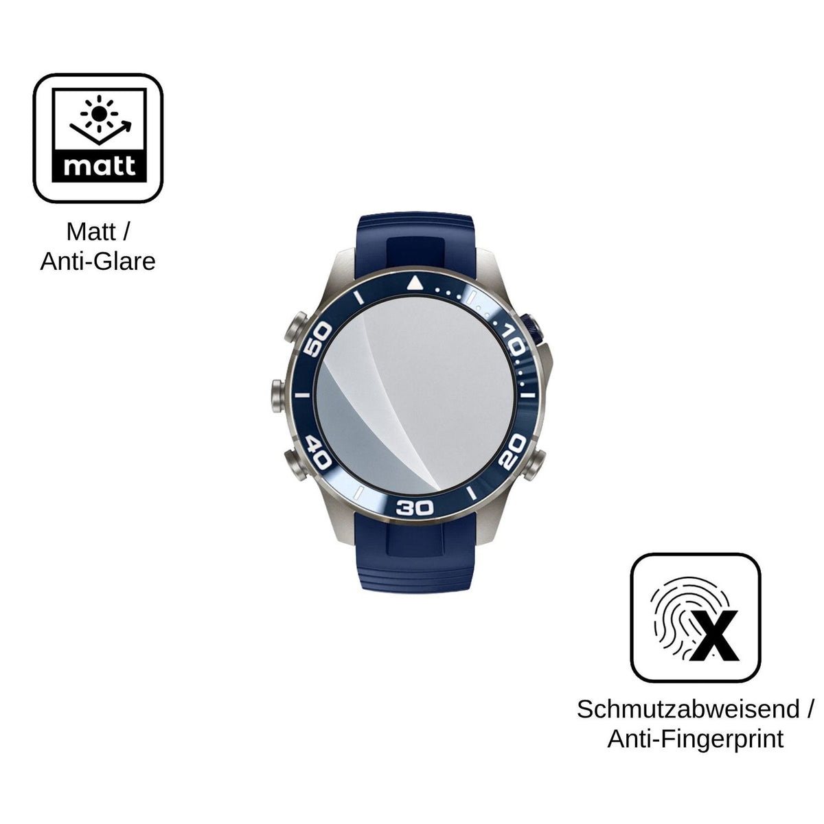 2x 9H Schutzfolie matt für Garmin MARQ Diver Panzerfolie