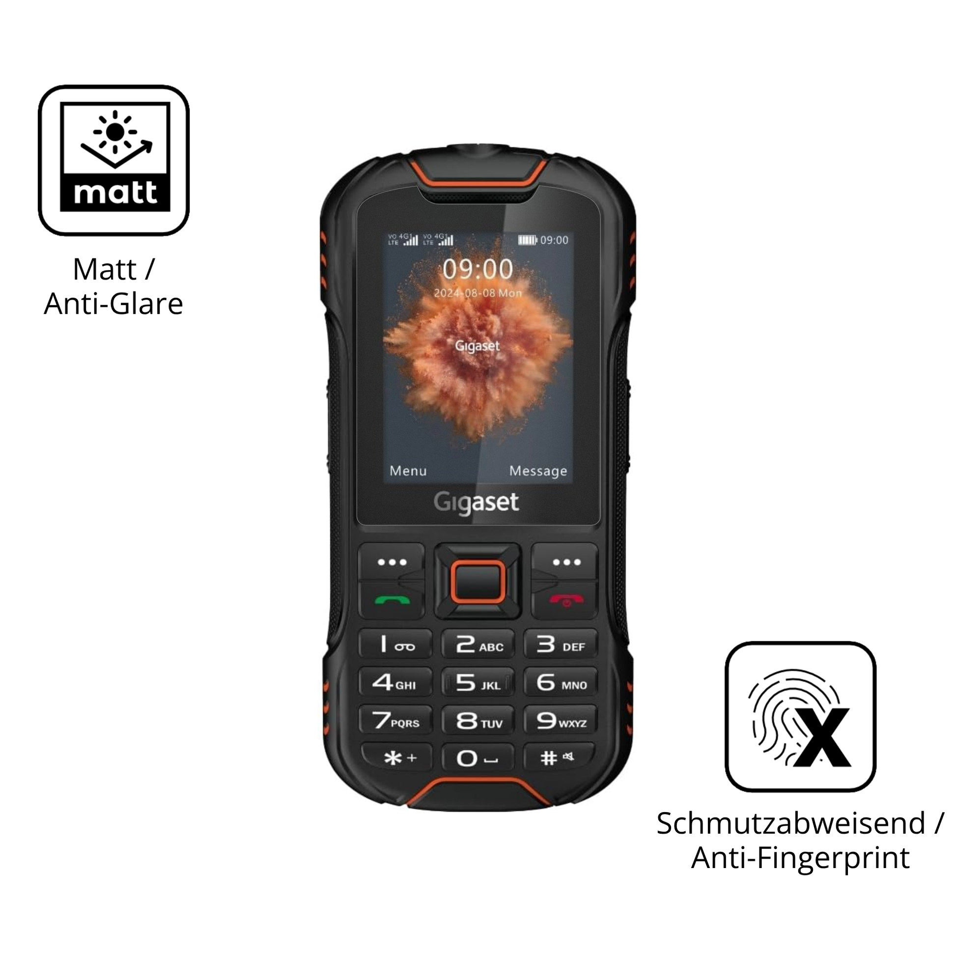 9H Hartbeschichtete, flexible Folie passend zugeschnitten für Gigaset GLX8 Plus