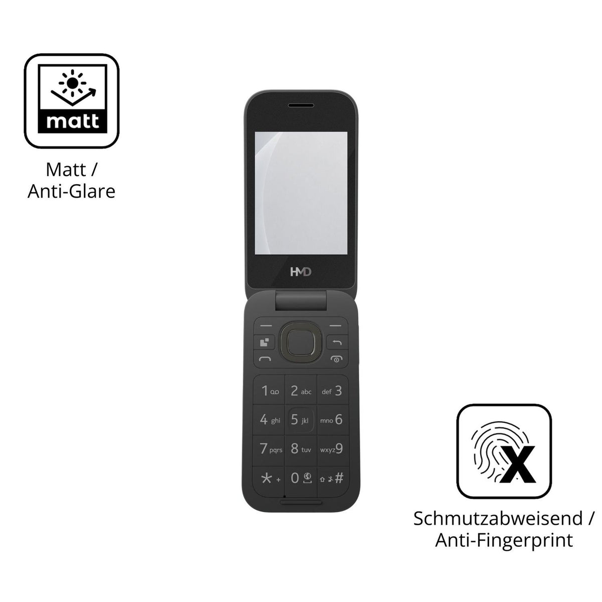 9H Hartbeschichtete, flexible Folie passend zugeschnitten für HMD 2660 Flip 4G