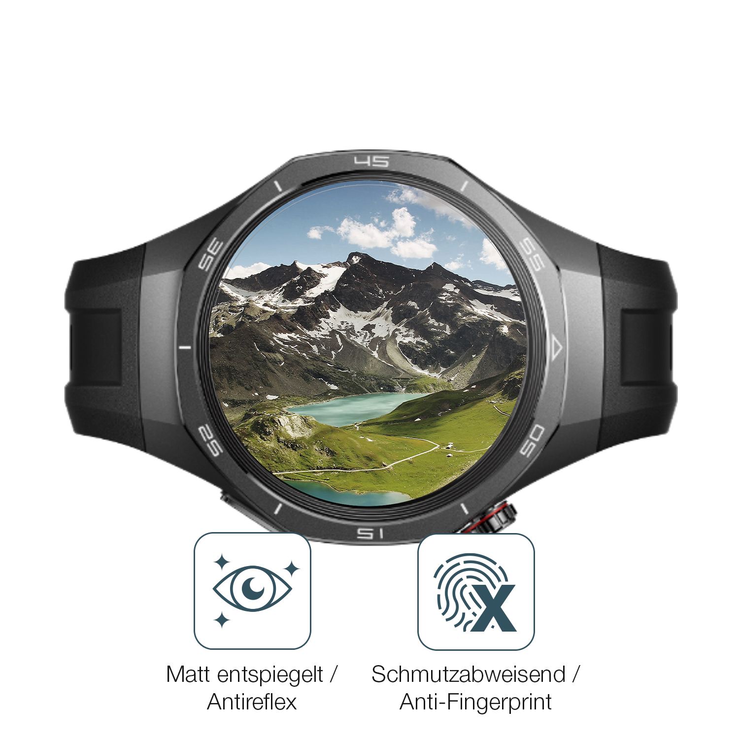 9H Hartbeschichtete, flexible Folie passend zugeschnitten für Huawei Watch GT5
