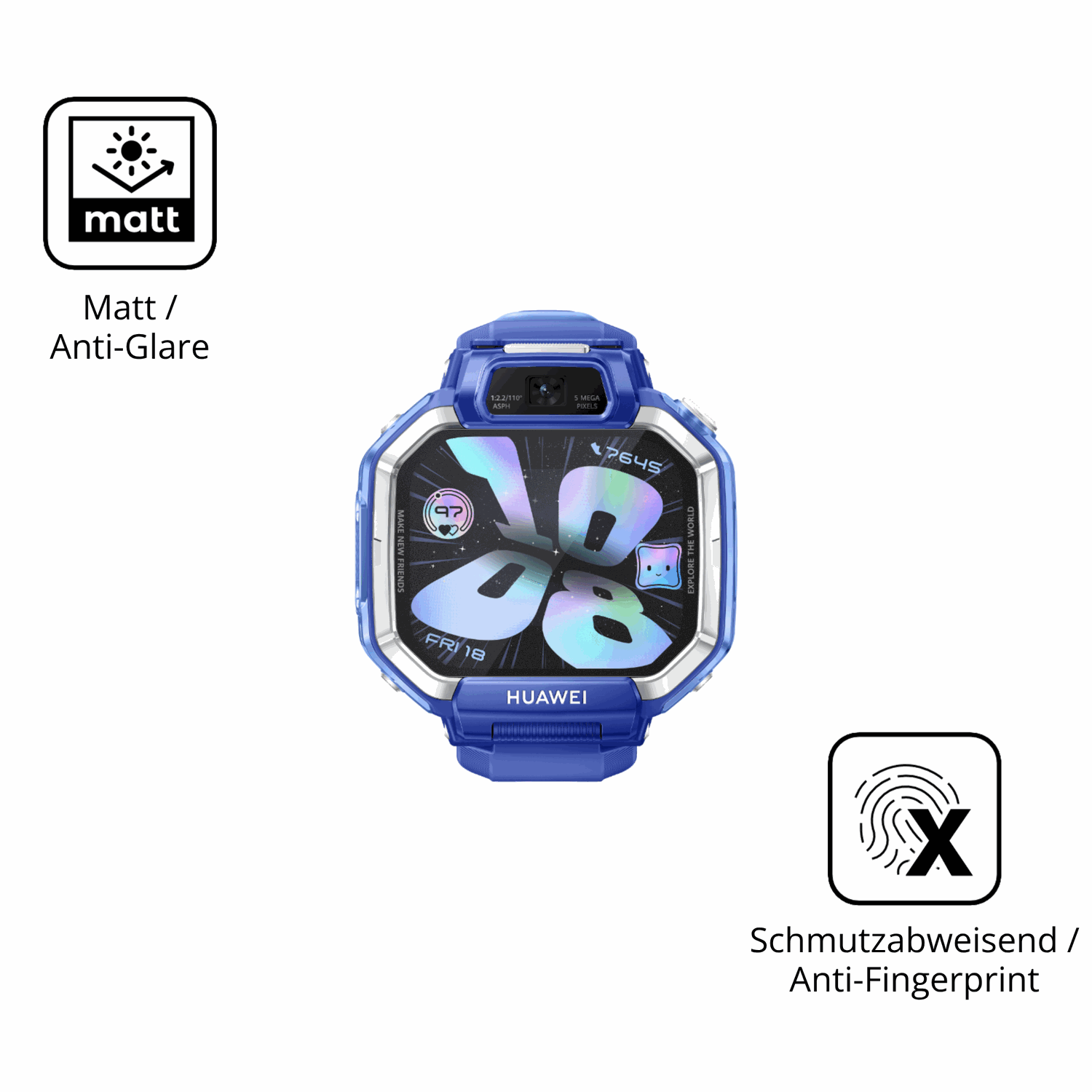 9H Hartbeschichtete, flexible Folie passend zugeschnitten für Huawei Watch Kids X1