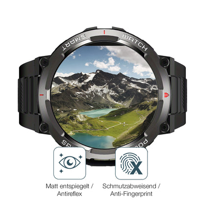 9H Hartbeschichtete, flexible Folie passend zugeschnitten für IOWODO W50 1.39 Zoll Smartwatch