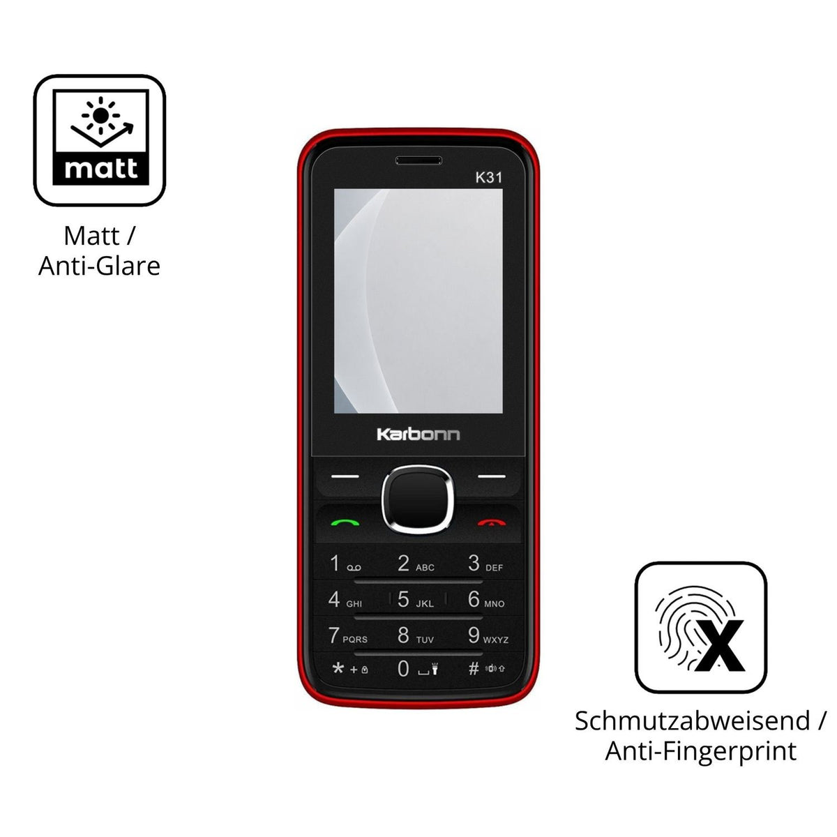 9H Hartbeschichtete, flexible Folie passend zugeschnitten für Karbonn K31