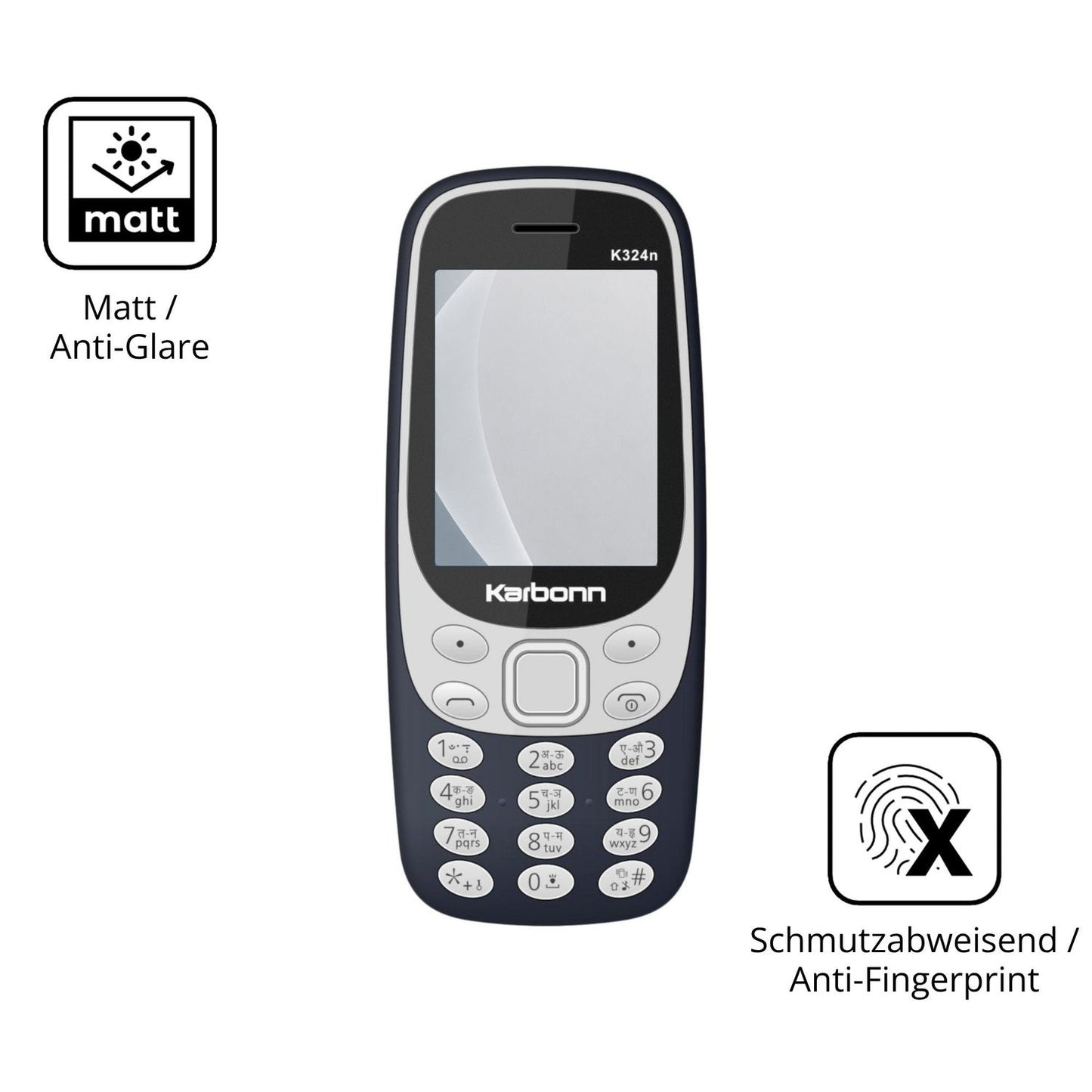 9H Hartbeschichtete, flexible Folie passend zugeschnitten für Karbonn K324n