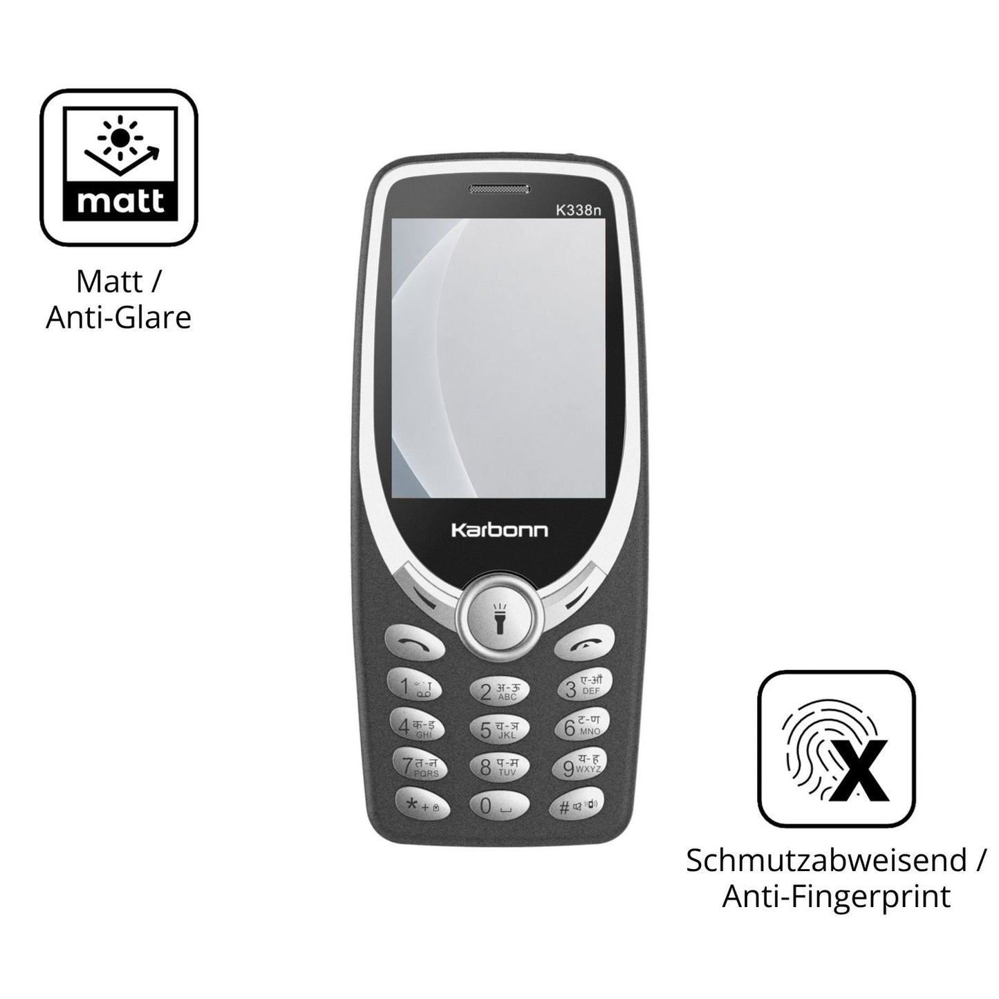 9H Hartbeschichtete, flexible Folie passend zugeschnitten für Karbonn K338n
