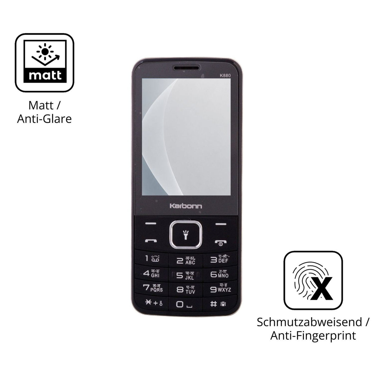 9H Hartbeschichtete, flexible Folie passend zugeschnitten für Karbonn K880