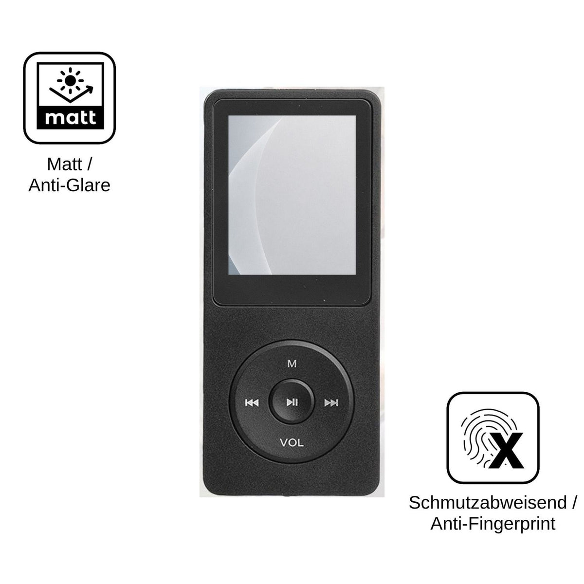 2x 9H Schutzfolie matt für LEVMEK GS-black mp3 Panzerfolie