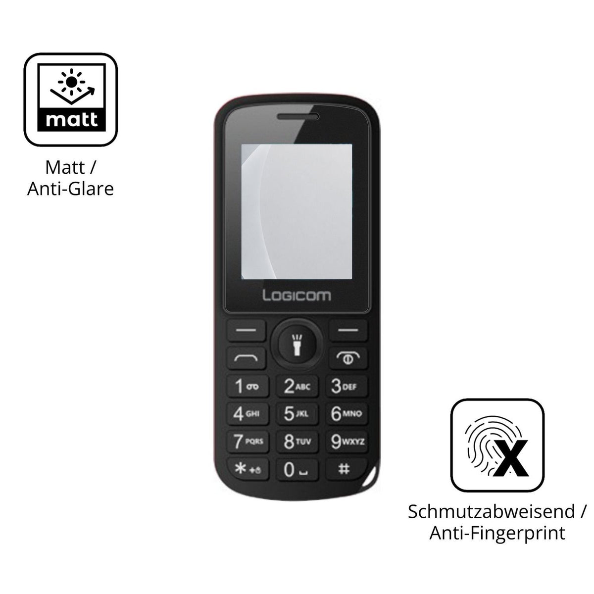 9H Hartbeschichtete, flexible Folie passend zugeschnitten für Logicom L-195