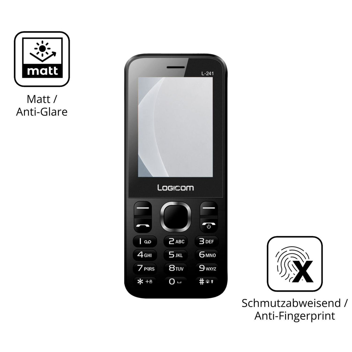 9H Hartbeschichtete, flexible Folie passend zugeschnitten für Logicom L-241