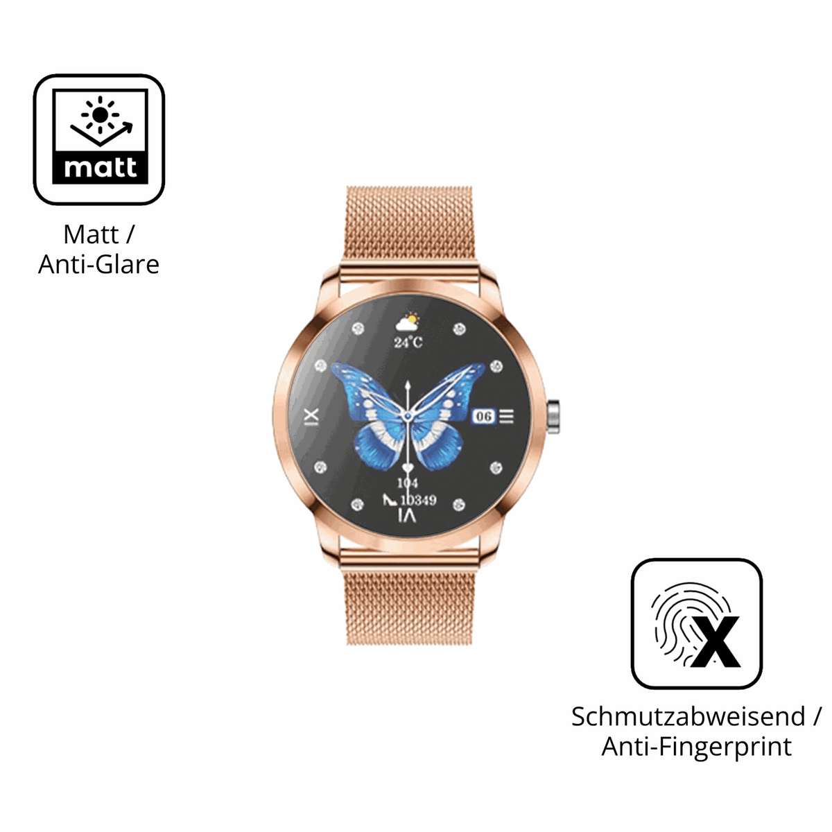 9H Hartbeschichtete, flexible Folie passend zugeschnitten für LWEARKD 1.27 Zoll AMOLED Smartwatch
