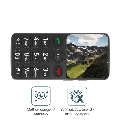 9H Hartbeschichtete, flexible Folie passend zugeschnitten für Melefon Seniorenhandy