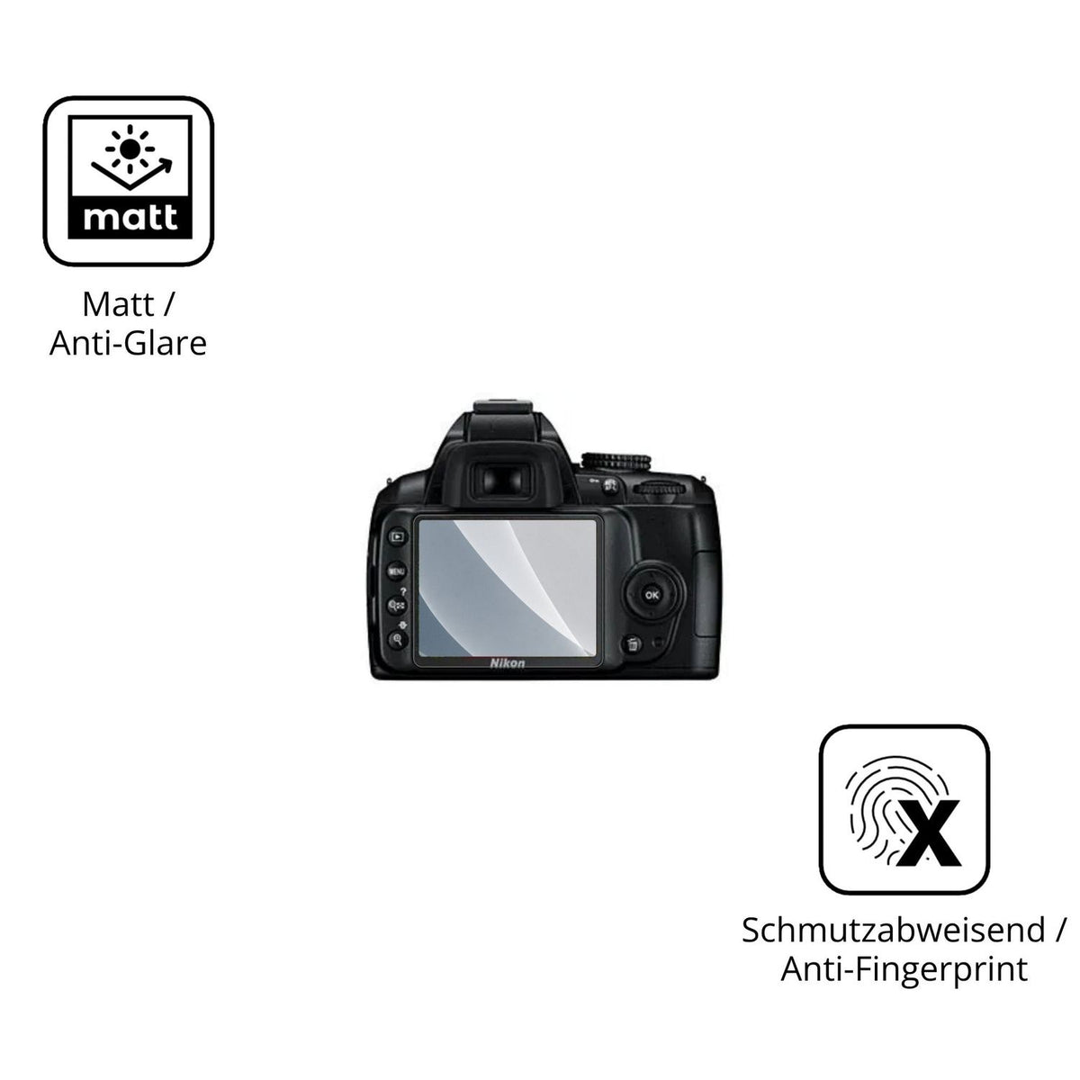 9H Hartbeschichtete, flexible Folie passend zugeschnitten für Nikon D3000