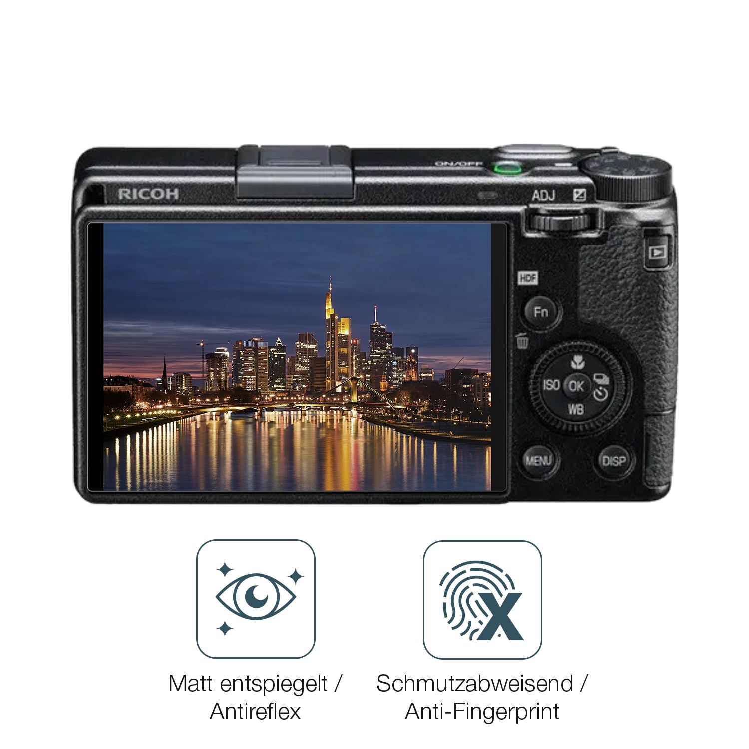 Schutz gegen Kratzer auf dem RICOH GR IIIx HDF Glas durch Schlüssel oder Ähnliches