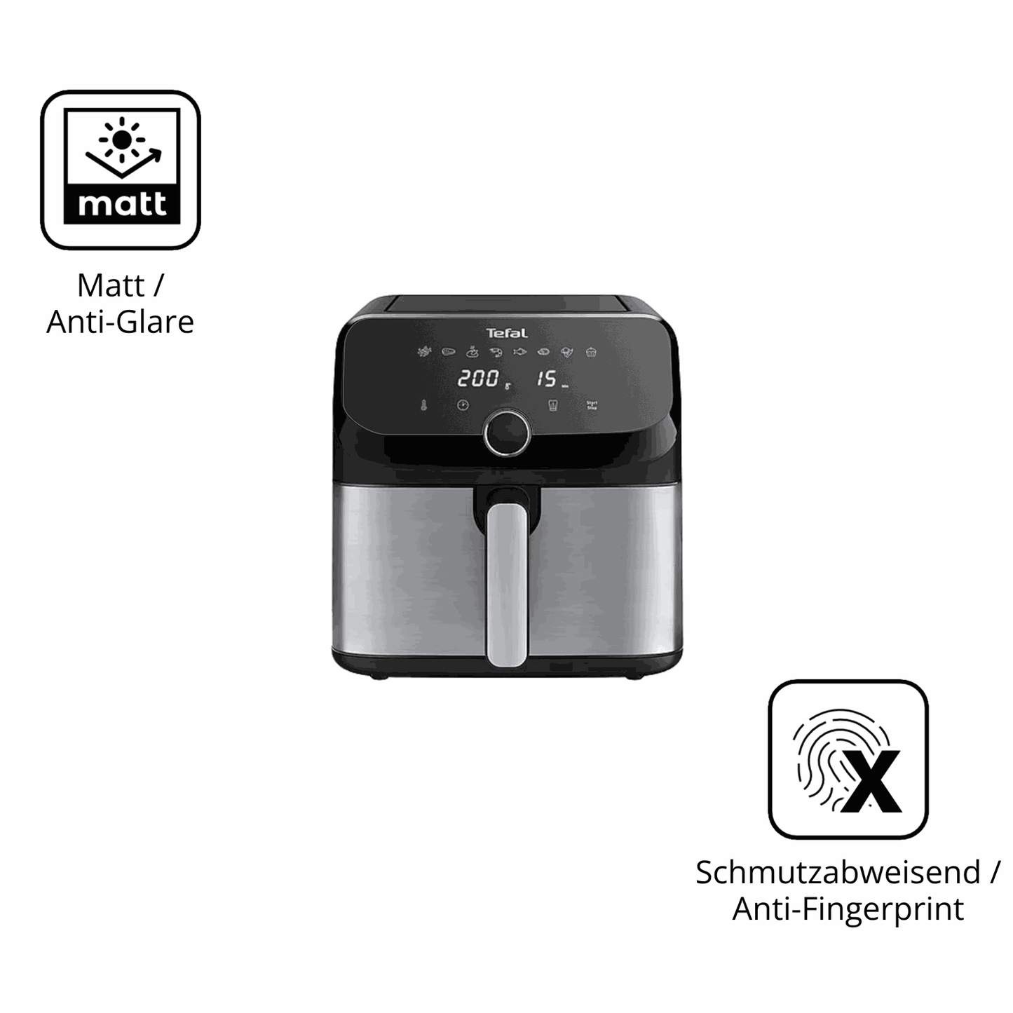 9H Hartbeschichtete, flexible Folie passend zugeschnitten für Tefal Easy Fry Mega