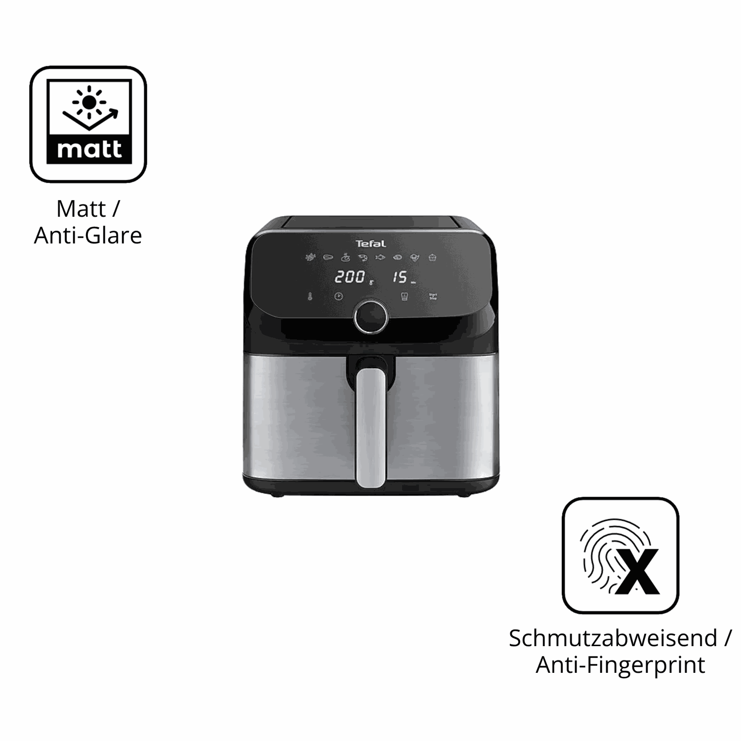 9H Hartbeschichtete, flexible Folie passend zugeschnitten für Tefal Easy Fry Mega