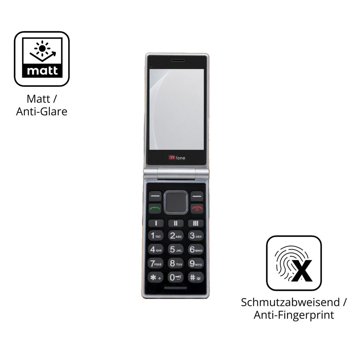 9H Hartbeschichtete, flexible Folie passend zugeschnitten für TTfone TT990 4G