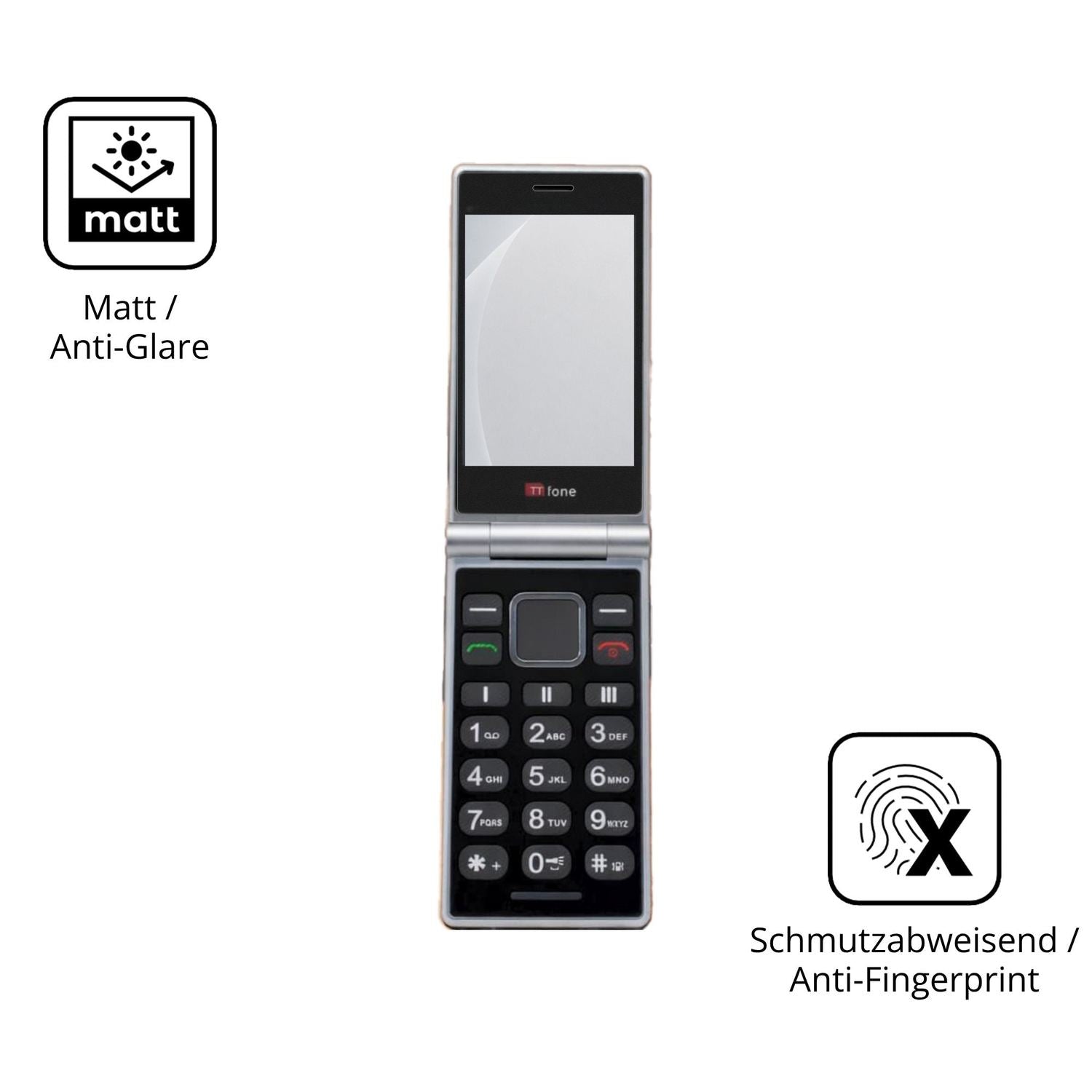 9H Hartbeschichtete, flexible Folie passend zugeschnitten für TTfone TT990 4G