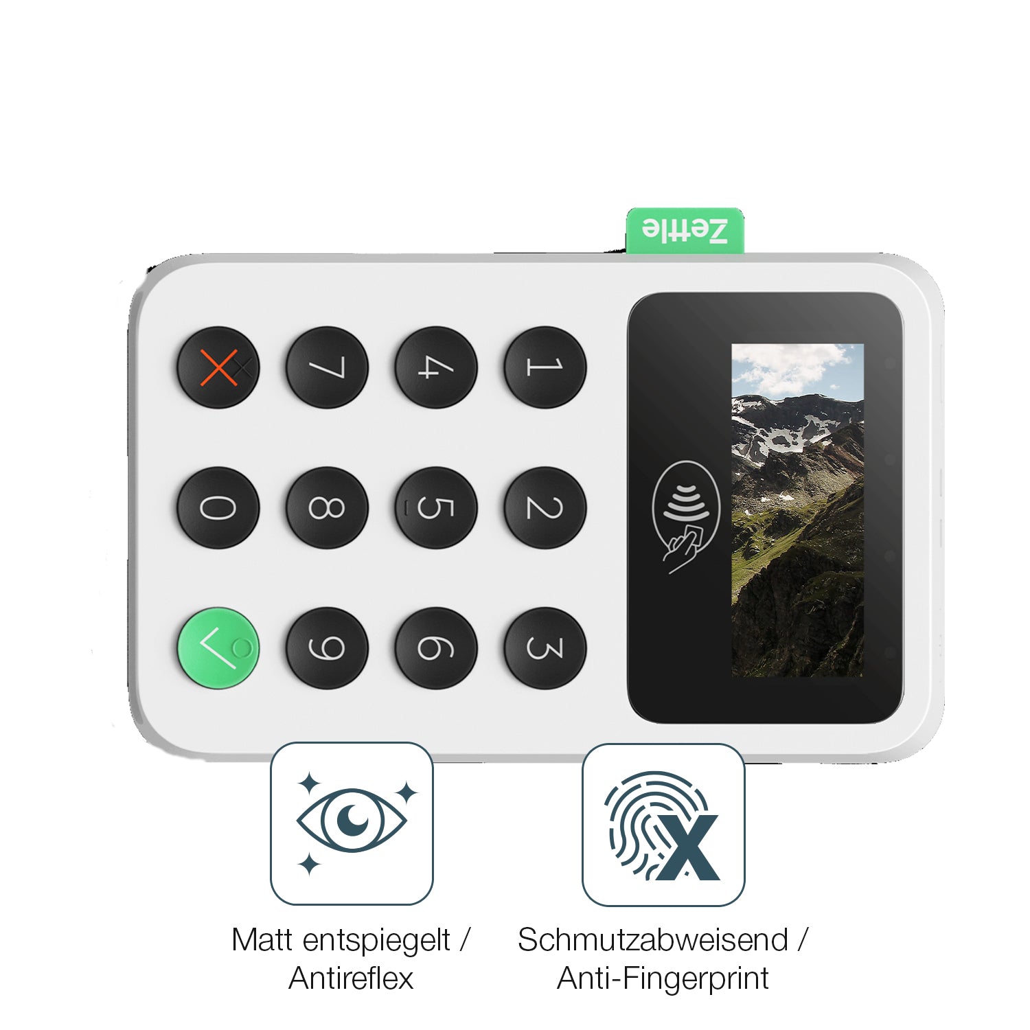 9H Hartbeschichtete, flexible Folie passend zugeschnitten für Zettle Reader 2