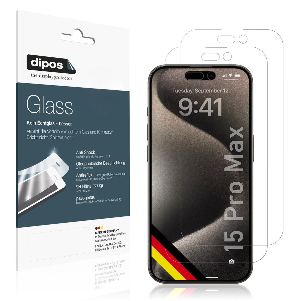 1x 9H Schutzfolie matt für Apple iPhone 15 Pro Max Panzerfolie
