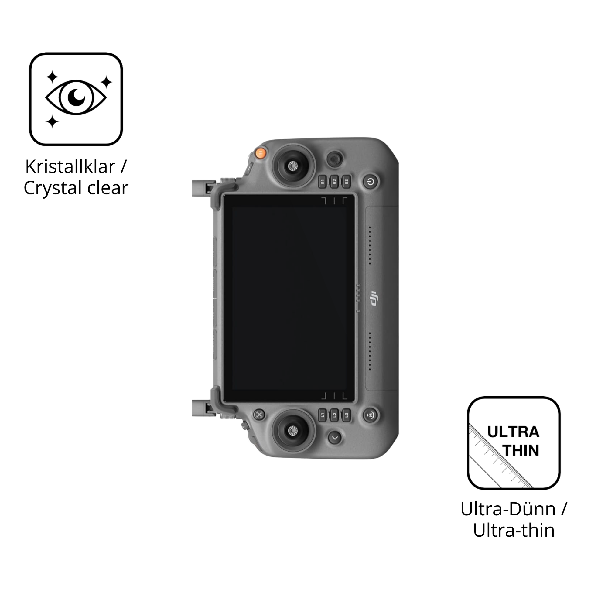 Dünne und klare Folie passend zugeschnitten für DJI Inspire 3 RC Plus