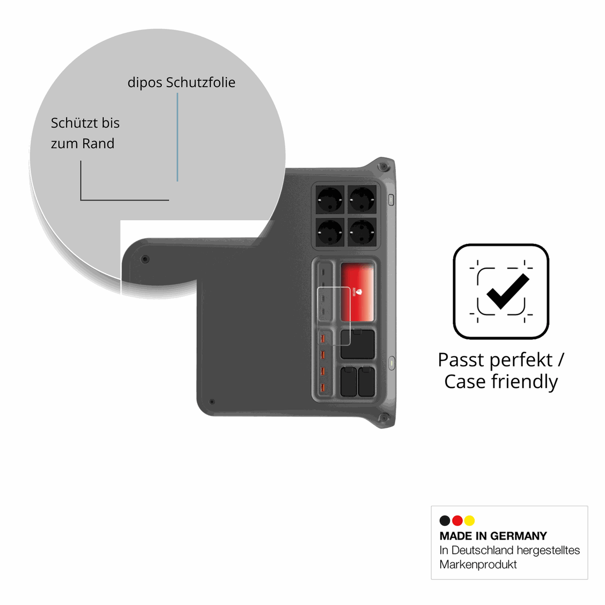 Besonders flexibler Displayschutz mit Anti-Shock-Schicht im Materialmix