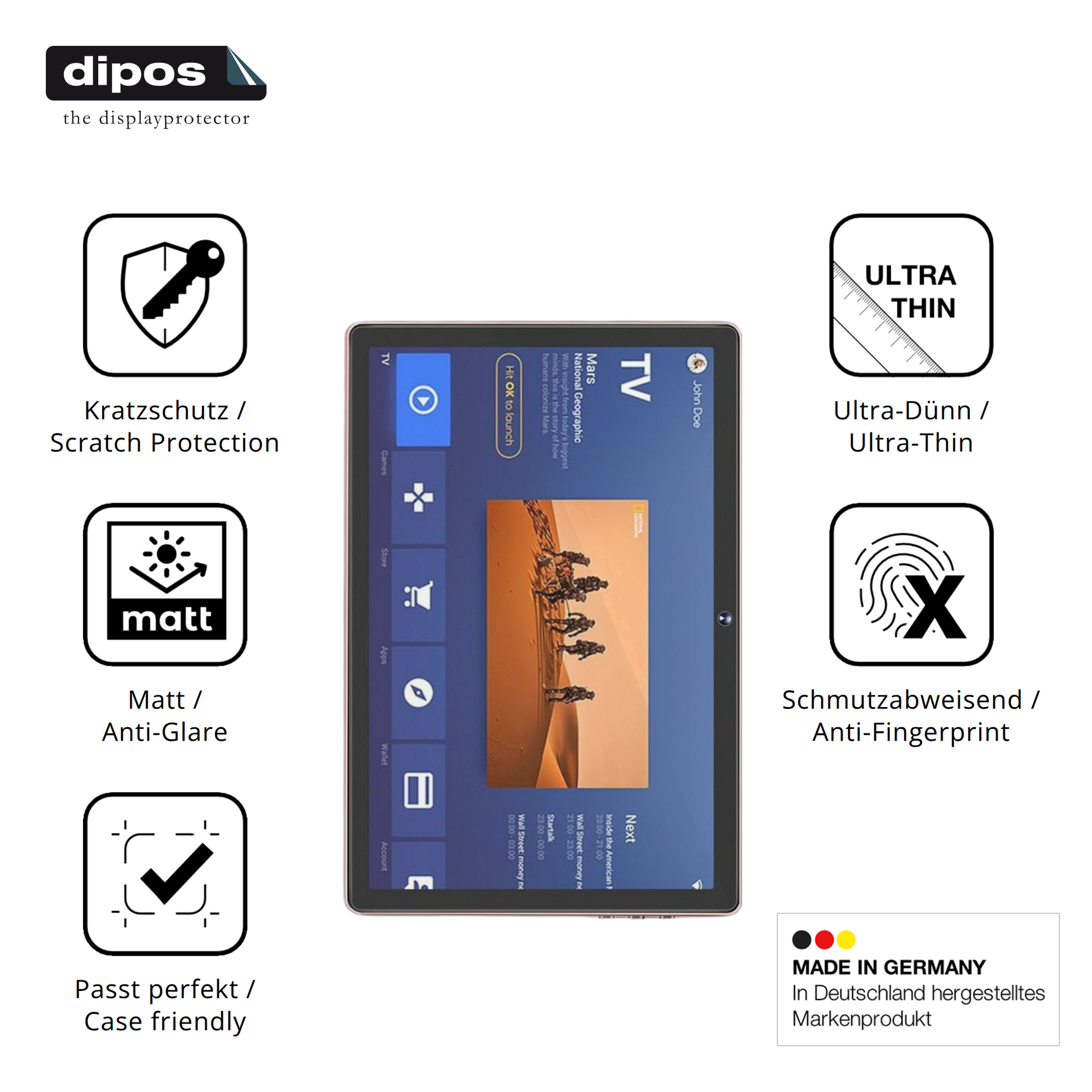 Displayschutz hergestellt in Deutschland, höchste Qualität made in Germany