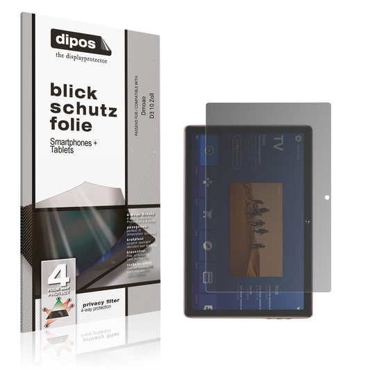 Blickschutzfolie von dipos passend für Dmoao D3 10 Zoll, präziser Zuschnitt und blasenfrei montiert