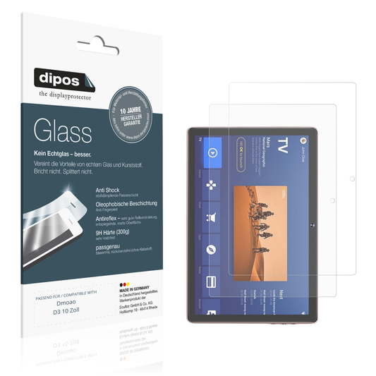 Matte Displayschutzfolie von dipos passend für Dmoao D3 10 Zoll, 9H kratzfest und blasenfrei montiert