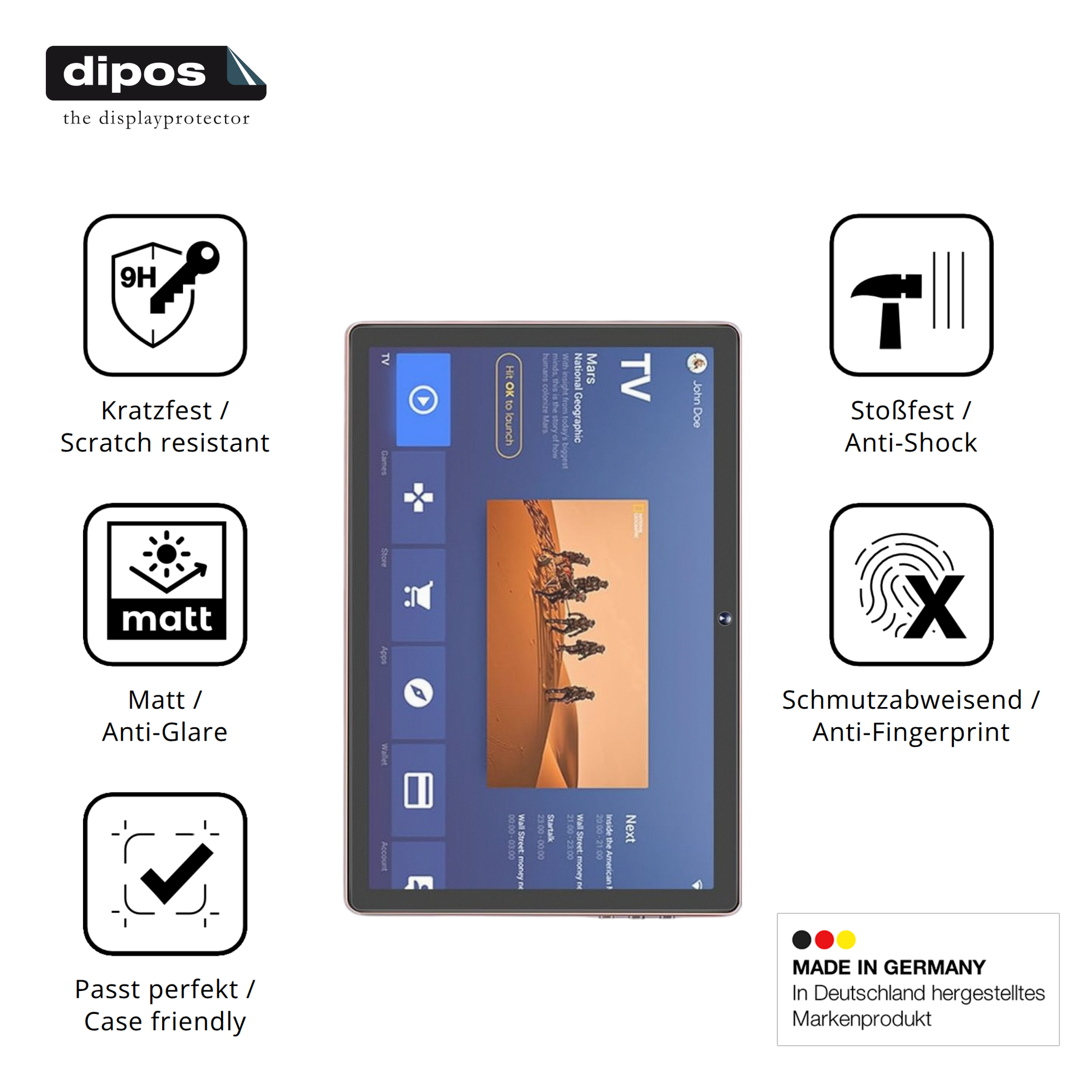Displayschutz hergestellt in Deutschland, höchste Qualität made in Germany